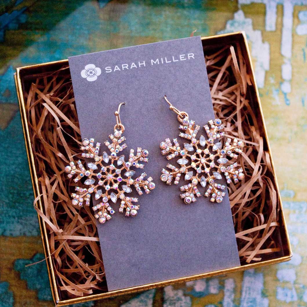 sarah miller jewelry gold rainbow snowflake earrings