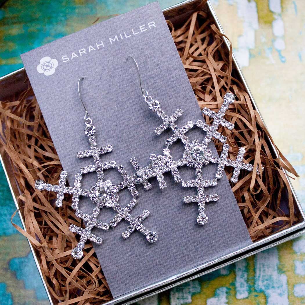 sarah miller jewelry silver snowflake earrings