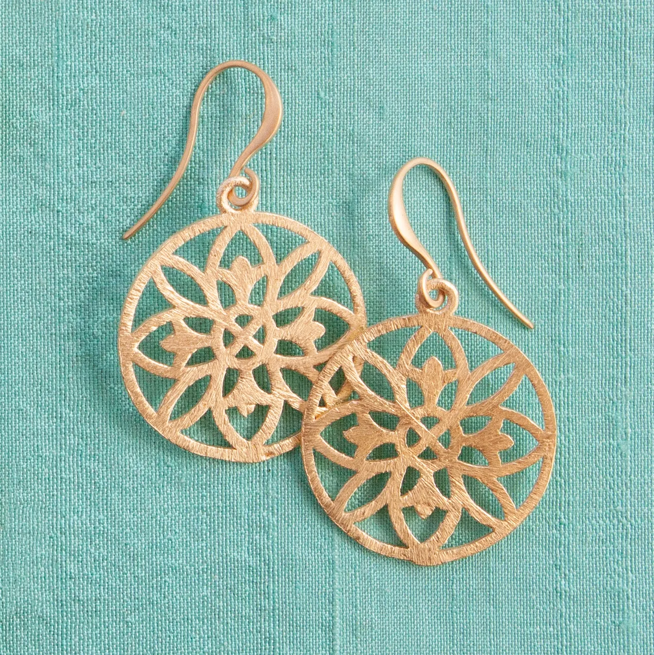 earrings-medallion-brushed-gold Sarah Miller Jewelry