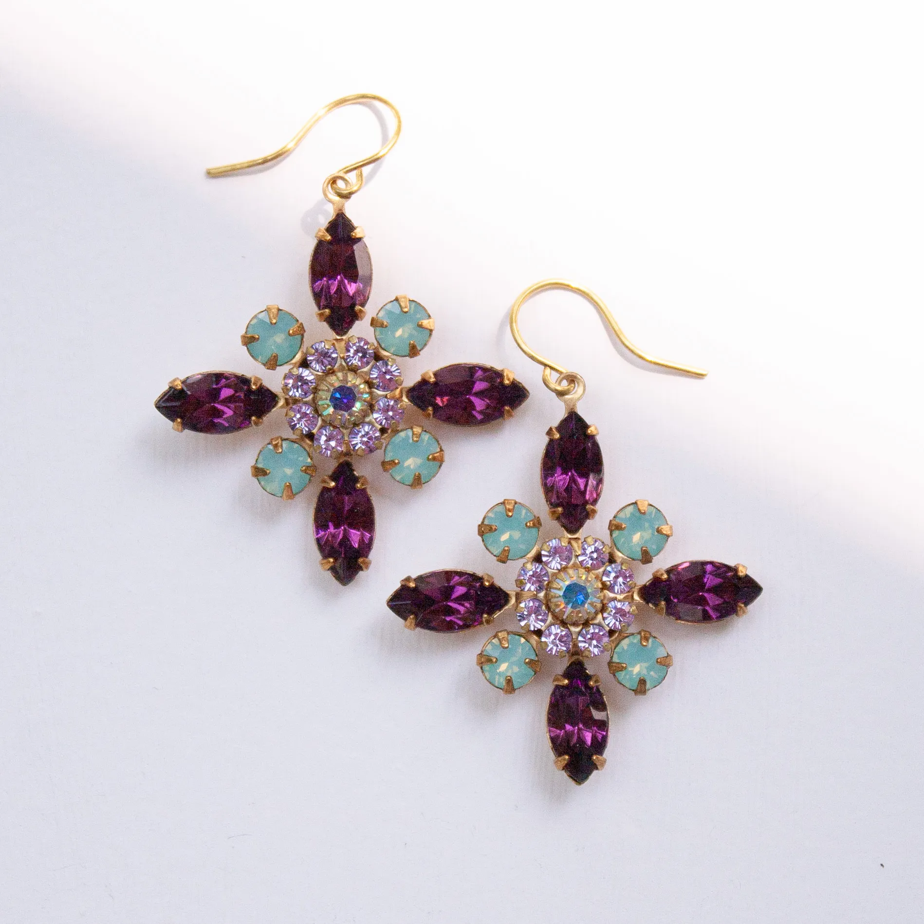 earrings-rhinestone-purple-cross Sarah Miller Jewelry